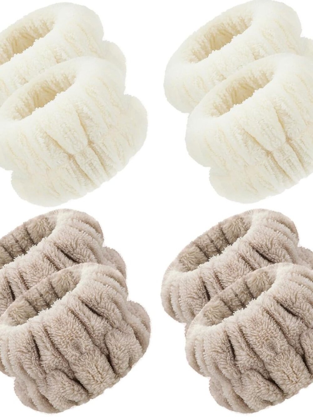 4 Pairs Wrist Bands for Washing Face Microfiber,Khaki, Beige
